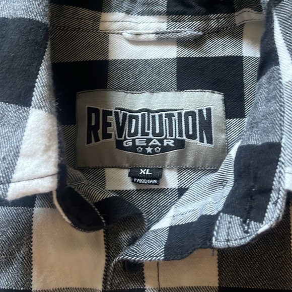 Unisex Revolution Black and White Button Up Flannel Size XL. - Picture 3 of 6